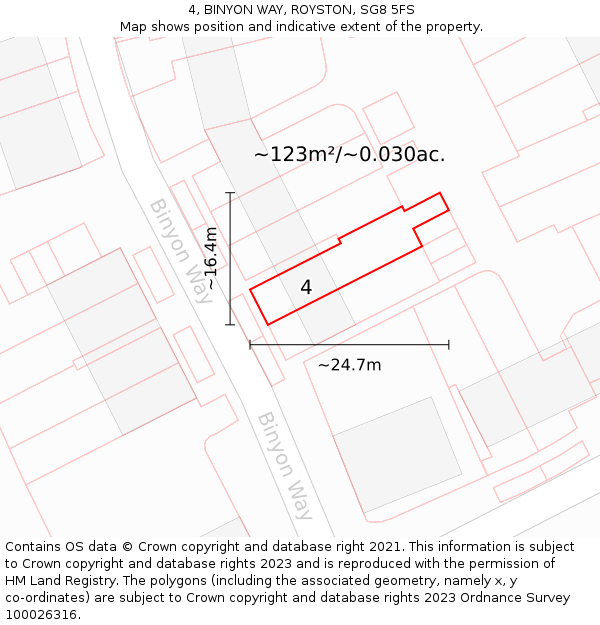 4, BINYON WAY, ROYSTON, SG8 5FS: Plot and title map