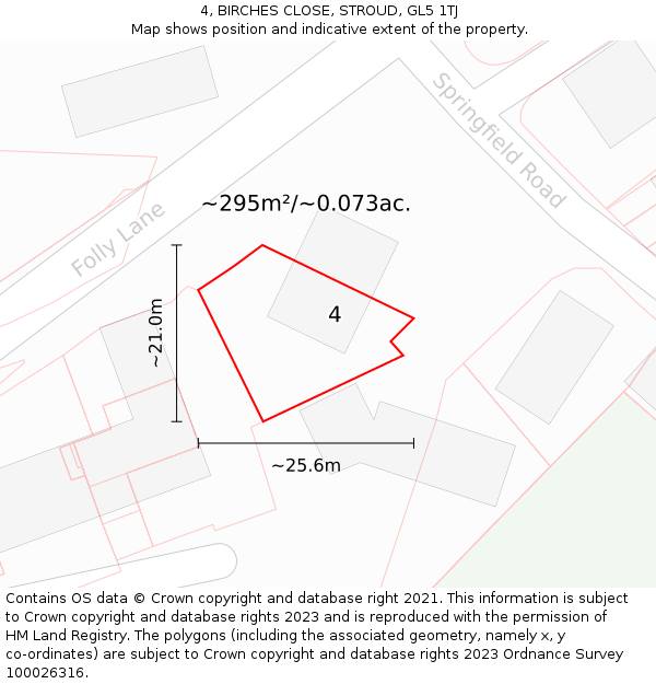 4, BIRCHES CLOSE, STROUD, GL5 1TJ: Plot and title map