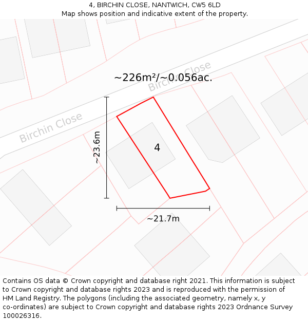 4, BIRCHIN CLOSE, NANTWICH, CW5 6LD: Plot and title map