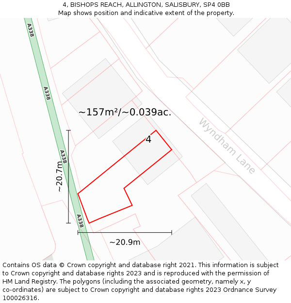 4, BISHOPS REACH, ALLINGTON, SALISBURY, SP4 0BB: Plot and title map