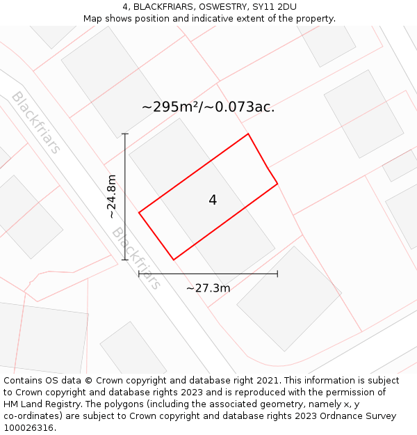 4, BLACKFRIARS, OSWESTRY, SY11 2DU: Plot and title map