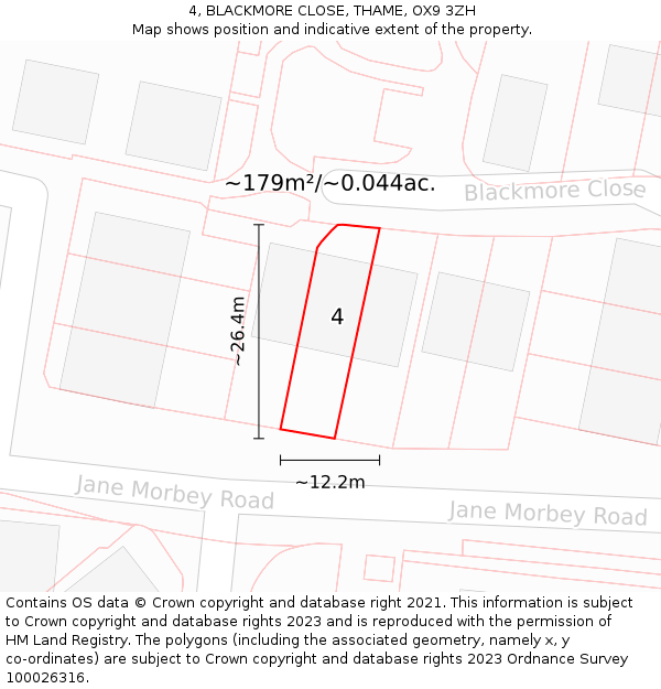 4, BLACKMORE CLOSE, THAME, OX9 3ZH: Plot and title map