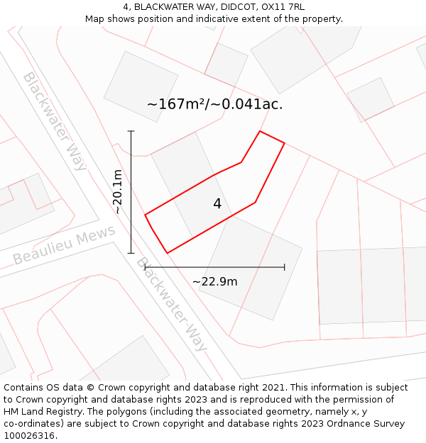 4, BLACKWATER WAY, DIDCOT, OX11 7RL: Plot and title map