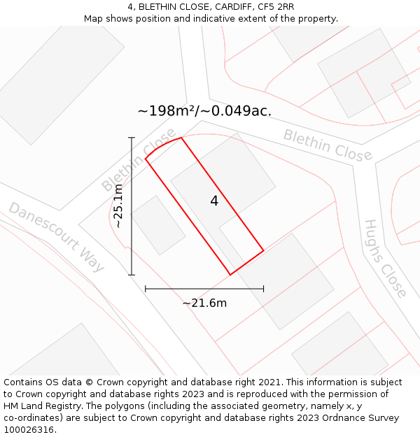 4, BLETHIN CLOSE, CARDIFF, CF5 2RR: Plot and title map