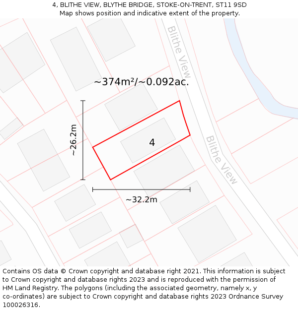 4, BLITHE VIEW, BLYTHE BRIDGE, STOKE-ON-TRENT, ST11 9SD: Plot and title map