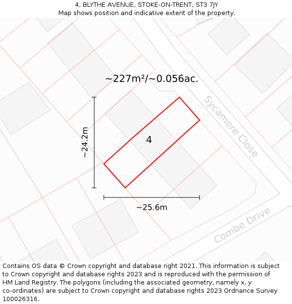 4, BLYTHE AVENUE, STOKE-ON-TRENT, ST3 7JY: Plot and title map