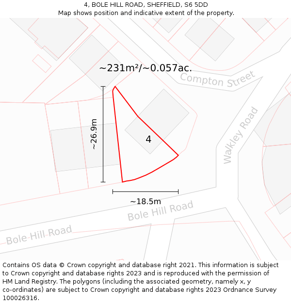 4, BOLE HILL ROAD, SHEFFIELD, S6 5DD: Plot and title map