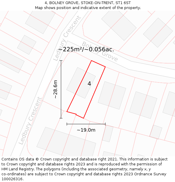 4, BOLNEY GROVE, STOKE-ON-TRENT, ST1 6ST: Plot and title map