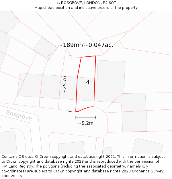 4, BOSGROVE, LONDON, E4 6QT: Plot and title map