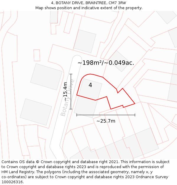 4, BOTANY DRIVE, BRAINTREE, CM7 3RW: Plot and title map