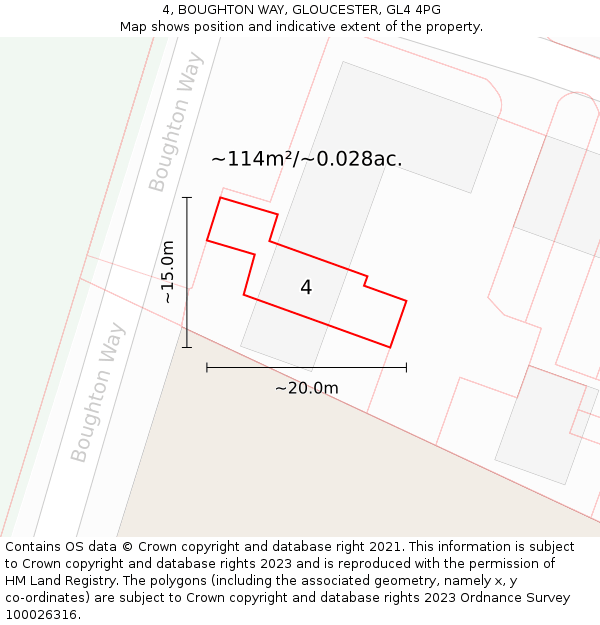 4, BOUGHTON WAY, GLOUCESTER, GL4 4PG: Plot and title map