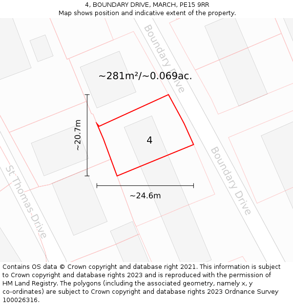 4, BOUNDARY DRIVE, MARCH, PE15 9RR: Plot and title map