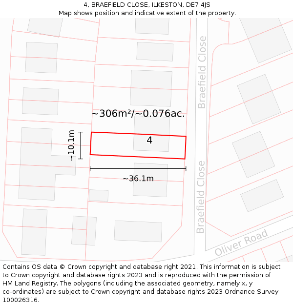 4, BRAEFIELD CLOSE, ILKESTON, DE7 4JS: Plot and title map