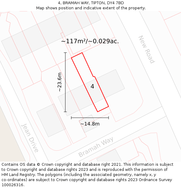 4, BRAMAH WAY, TIPTON, DY4 7BD: Plot and title map