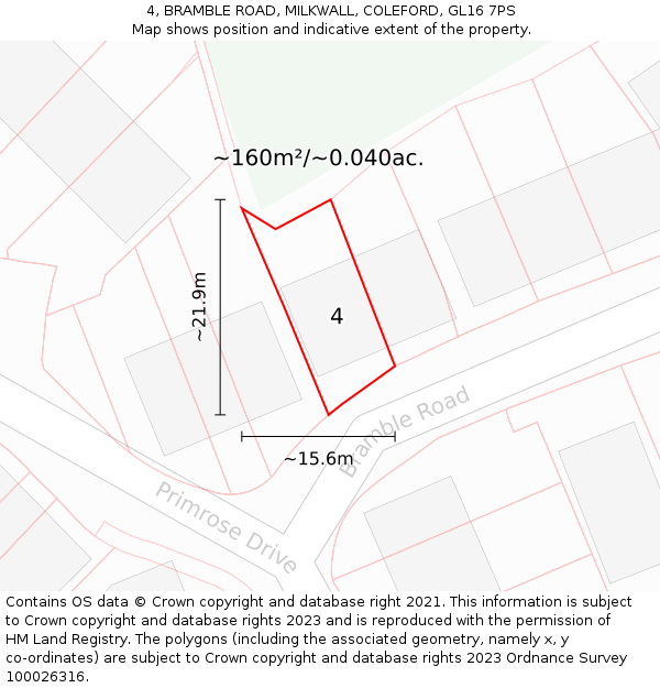4, BRAMBLE ROAD, MILKWALL, COLEFORD, GL16 7PS: Plot and title map