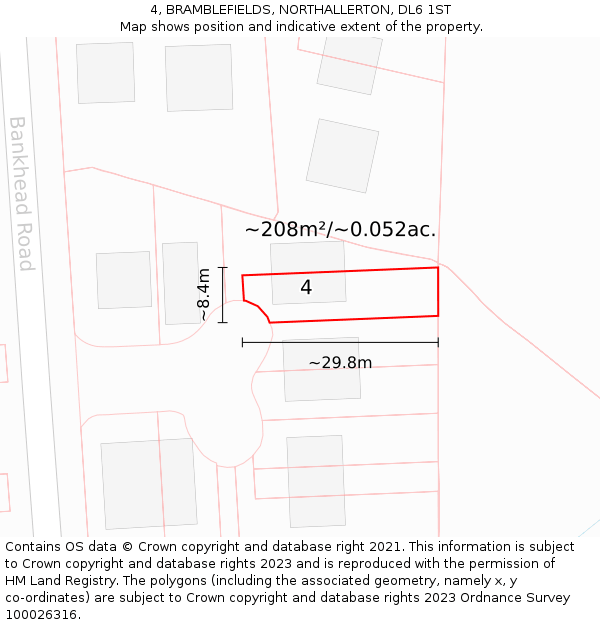 4, BRAMBLEFIELDS, NORTHALLERTON, DL6 1ST: Plot and title map
