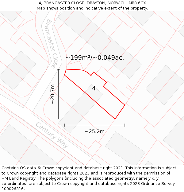 4, BRANCASTER CLOSE, DRAYTON, NORWICH, NR8 6GX: Plot and title map