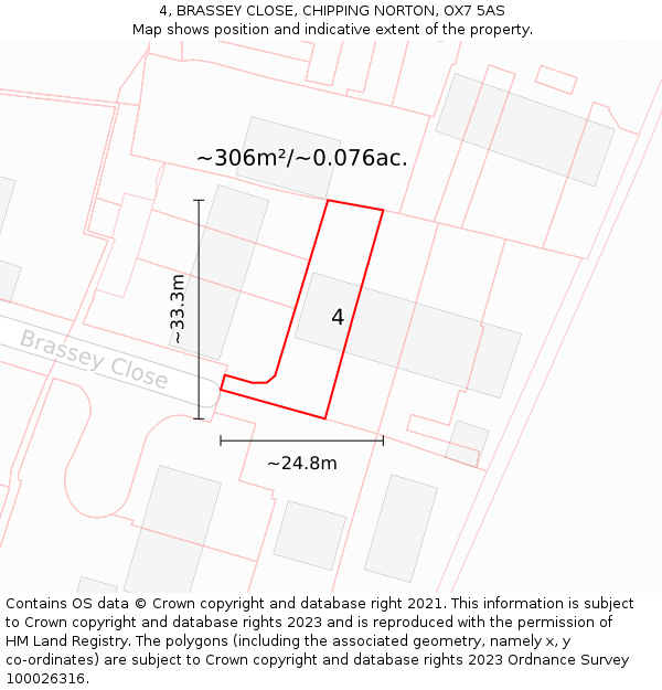 4, BRASSEY CLOSE, CHIPPING NORTON, OX7 5AS: Plot and title map