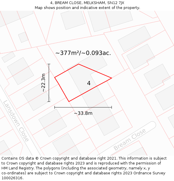4, BREAM CLOSE, MELKSHAM, SN12 7JX: Plot and title map