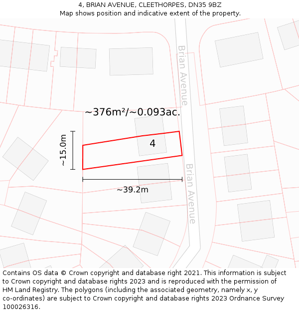 4, BRIAN AVENUE, CLEETHORPES, DN35 9BZ: Plot and title map