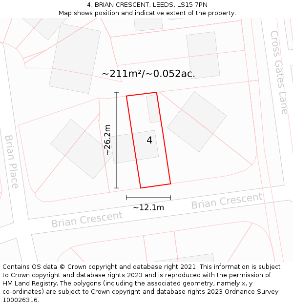 4, BRIAN CRESCENT, LEEDS, LS15 7PN: Plot and title map