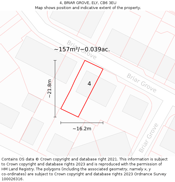 4, BRIAR GROVE, ELY, CB6 3EU: Plot and title map