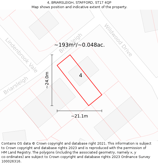 4, BRIARSLEIGH, STAFFORD, ST17 4QP: Plot and title map
