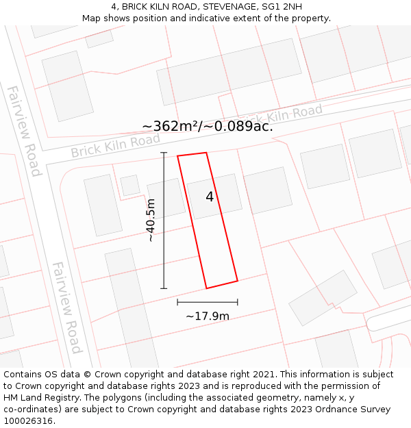 4, BRICK KILN ROAD, STEVENAGE, SG1 2NH: Plot and title map