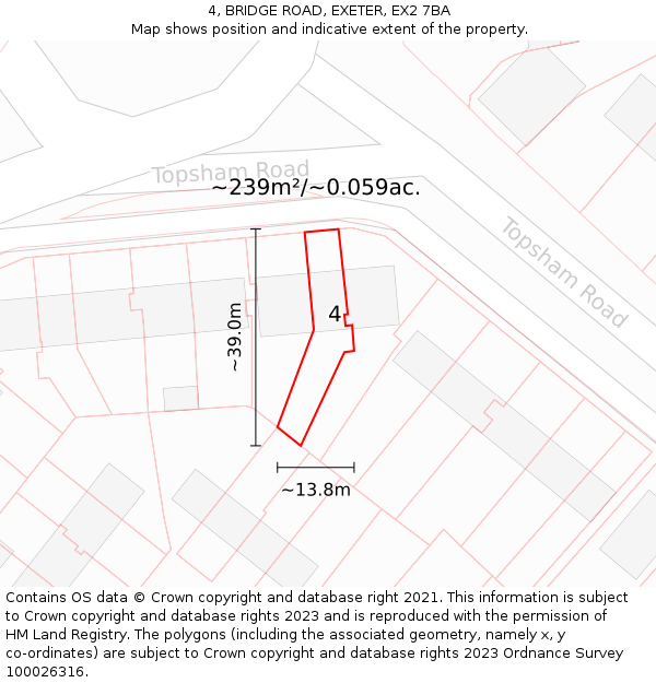 4, BRIDGE ROAD, EXETER, EX2 7BA: Plot and title map