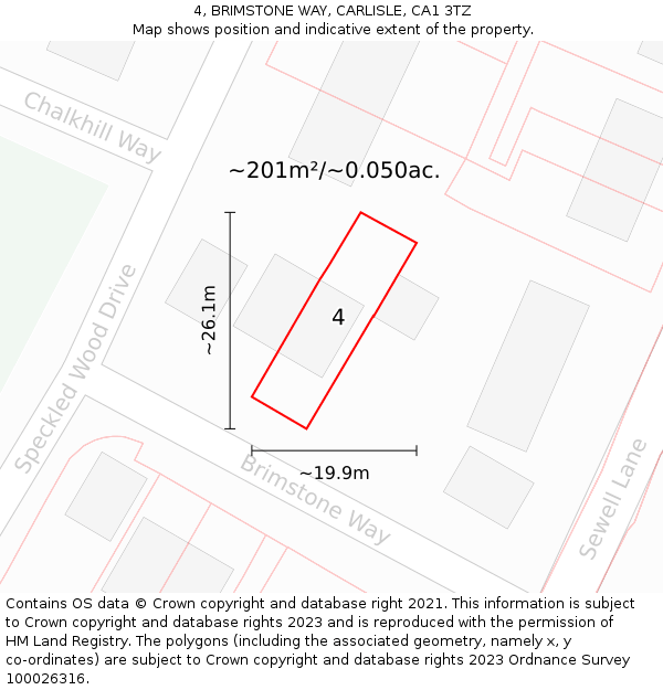 4, BRIMSTONE WAY, CARLISLE, CA1 3TZ: Plot and title map