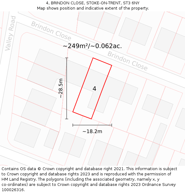4, BRINDON CLOSE, STOKE-ON-TRENT, ST3 6NY: Plot and title map