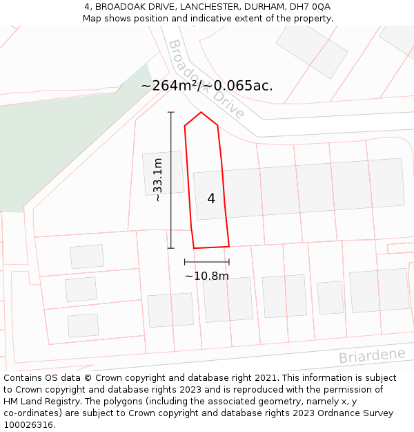 4, BROADOAK DRIVE, LANCHESTER, DURHAM, DH7 0QA: Plot and title map