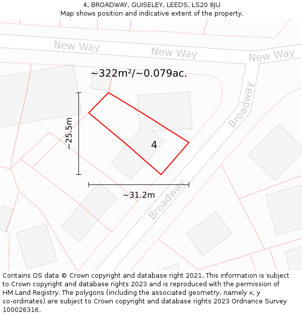 4, BROADWAY, GUISELEY, LEEDS, LS20 8JU: Plot and title map