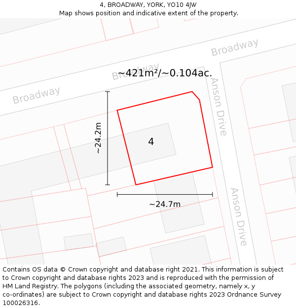4, BROADWAY, YORK, YO10 4JW: Plot and title map