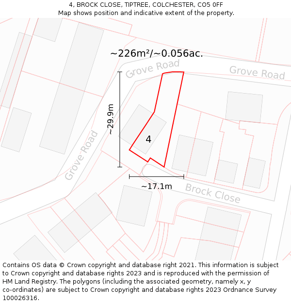 4, BROCK CLOSE, TIPTREE, COLCHESTER, CO5 0FF: Plot and title map