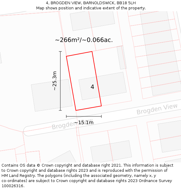 4, BROGDEN VIEW, BARNOLDSWICK, BB18 5LH: Plot and title map