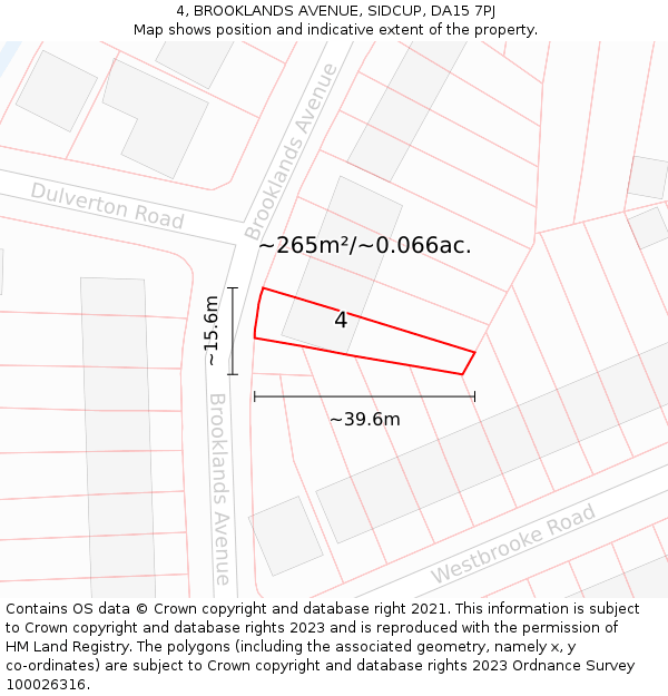 4, BROOKLANDS AVENUE, SIDCUP, DA15 7PJ: Plot and title map