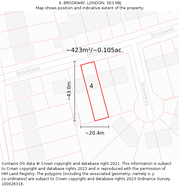 4, BROOKWAY, LONDON, SE3 9BJ: Plot and title map