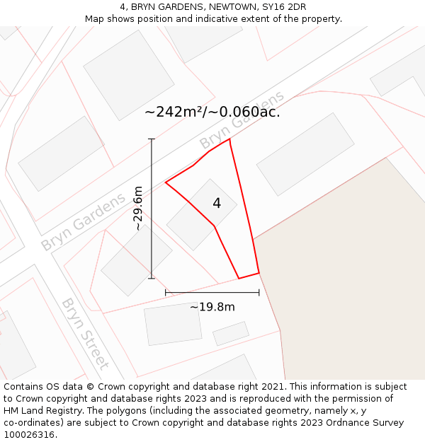 4, BRYN GARDENS, NEWTOWN, SY16 2DR: Plot and title map