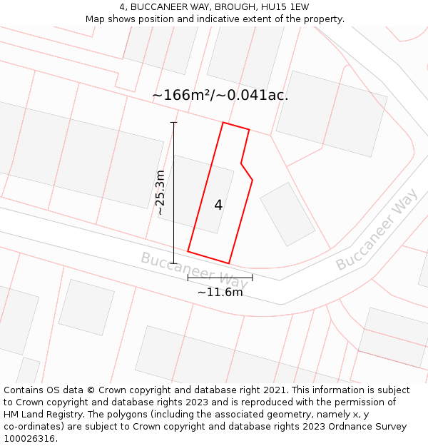 4, BUCCANEER WAY, BROUGH, HU15 1EW: Plot and title map