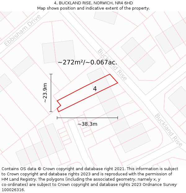 4, BUCKLAND RISE, NORWICH, NR4 6HD: Plot and title map