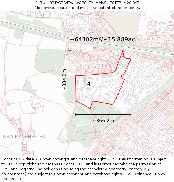 4, BULLBRIDGE VIEW, WORSLEY, MANCHESTER, M28 3YB: Plot and title map