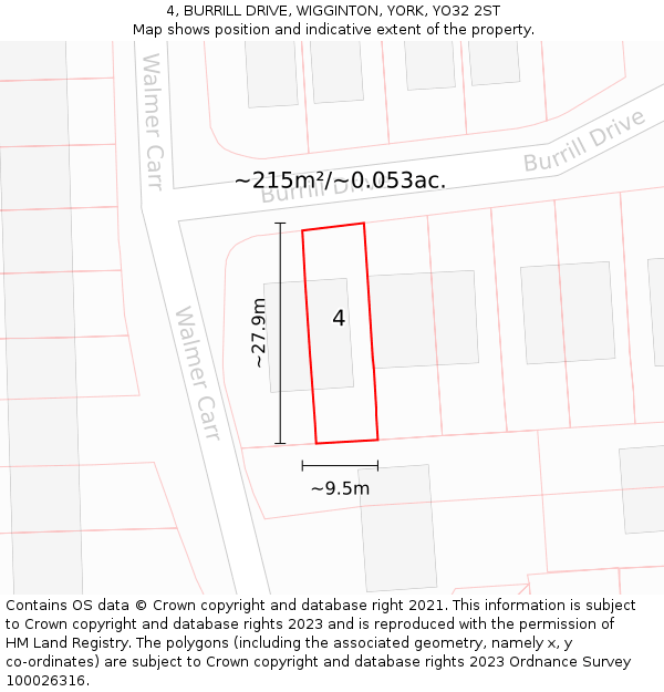 4, BURRILL DRIVE, WIGGINTON, YORK, YO32 2ST: Plot and title map