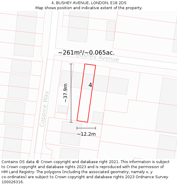 4, BUSHEY AVENUE, LONDON, E18 2DS: Plot and title map