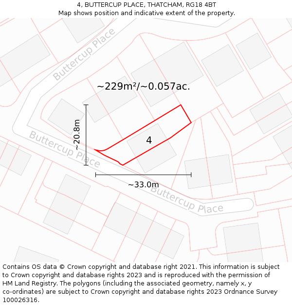 4, BUTTERCUP PLACE, THATCHAM, RG18 4BT: Plot and title map