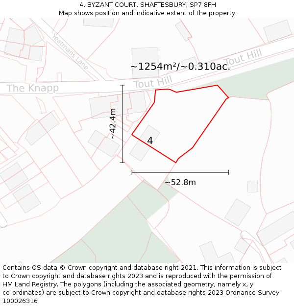 4, BYZANT COURT, SHAFTESBURY, SP7 8FH: Plot and title map