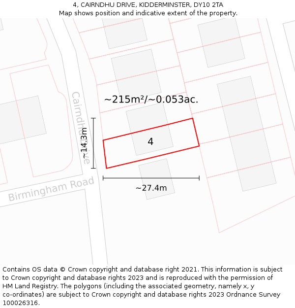 4, CAIRNDHU DRIVE, KIDDERMINSTER, DY10 2TA: Plot and title map