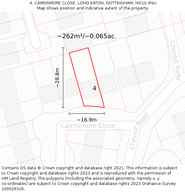 4, CAIRNSMORE CLOSE, LONG EATON, NOTTINGHAM, NG10 4NU: Plot and title map