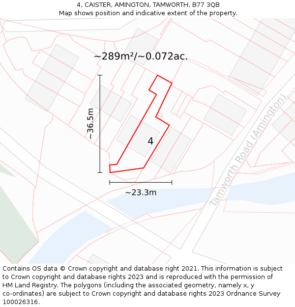 4, CAISTER, AMINGTON, TAMWORTH, B77 3QB: Plot and title map