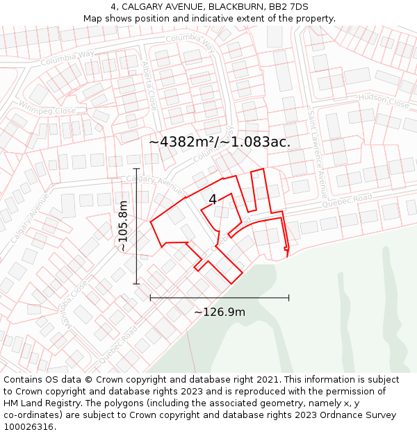 4, CALGARY AVENUE, BLACKBURN, BB2 7DS: Plot and title map